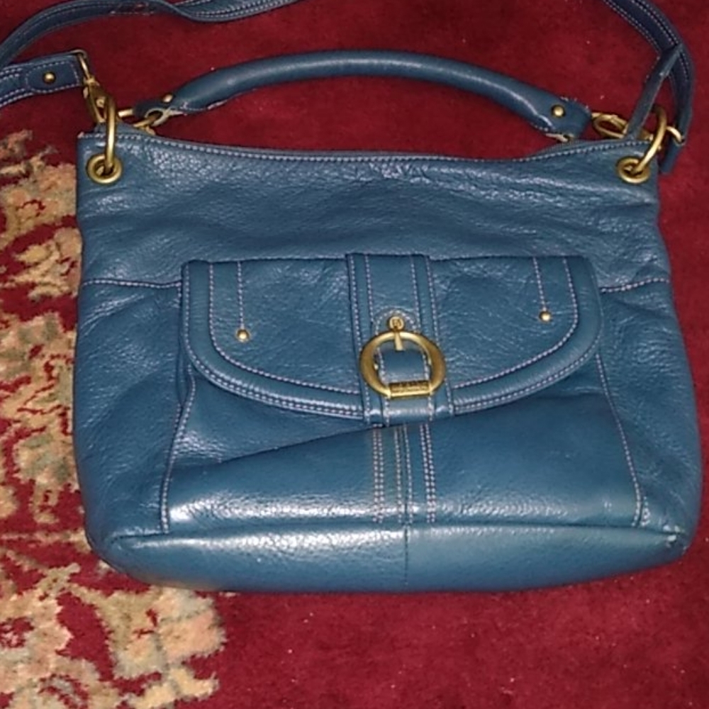 Stone mountain blue leather purse